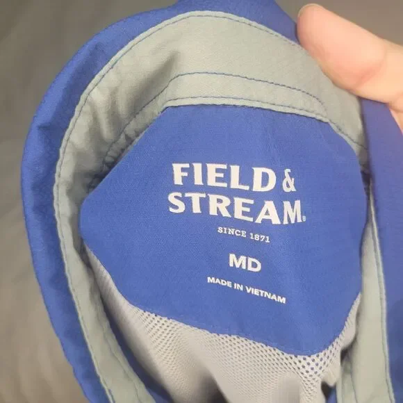 Field & Stream Shirt Mens Med Blue Short Sleeve Button Up Fishing Camping EUC - Picture 3 of 7